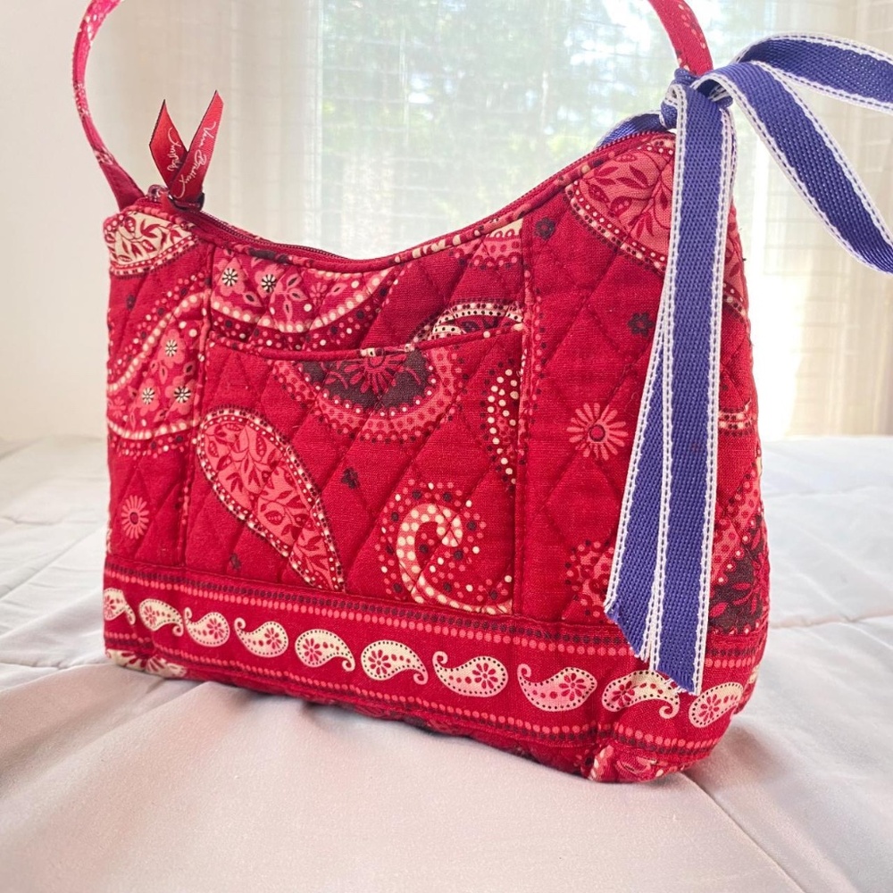 Vera Bradley Red Paisley Shoulder Bag – Classic Quilted Cotton